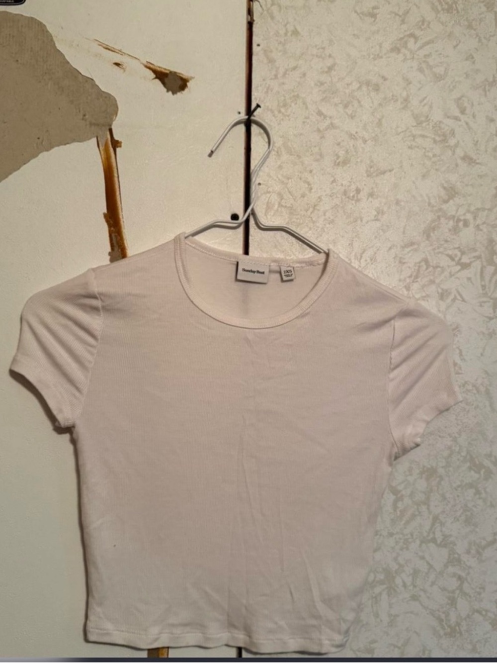 Sunday Best White Ribbed Short-Sleeve Tee